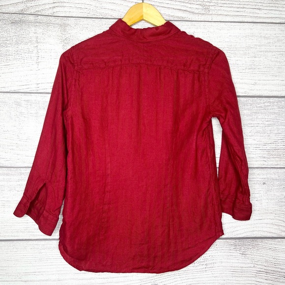 Lauren Ralph Lauren Petites Red Linen Button Down Shirt Size Small SP - Picture 4 of 5